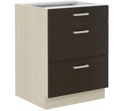 Kuchynská dolná skrinka CHRISTO 60D-3S-BB, Dub ferrara/Legno tmavé