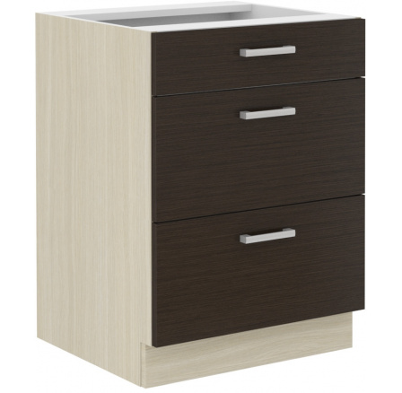 Kuchynská dolná skrinka CHRISTO 60D-3S-BB, Dub ferrara/Legno tmavé