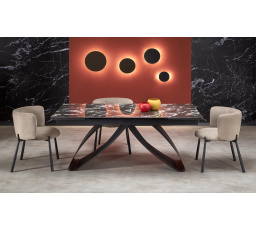 Jedálenský stôl HILARIO, efekt čierneho mramoru/Čierna