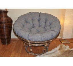 Ratanový papasan 110 cm hnedý vankúš sivé odlesky