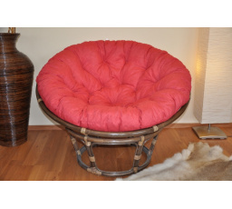 Ratanový papasan 110 cm hnedý vankúš bordó