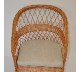 Vankúš na kreslo z vŕbového prútia - tmavobéžová látka