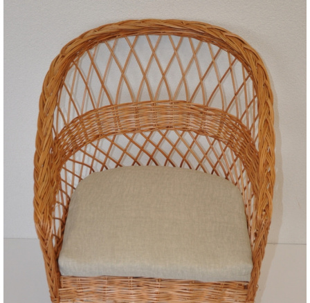 Vankúš na kreslo z vŕbového prútia - tmavobéžová látka