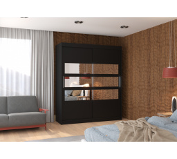 Posuvná skriňa so zrkadlom TOLEDO 180 Čierna+Čierna