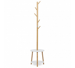 Vešiak drevený stojanový, masív bambus, biela farba + prírodný odtieň