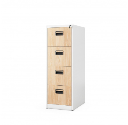 Kovová kartotéková skriňa SARA V4, 460 x 1320 x 620 mm, Eco Design: biela/ dub sonoma Kovová kartotéková skriňa SARA V4, 460 x 1320 x 620 mm, Eco Design: biela/ dub sonoma