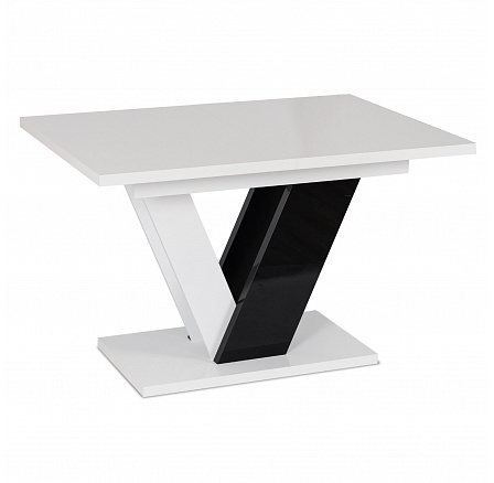 Stôl CLARK Rozkladací 120-160 cm Biely/Čierny Lesk