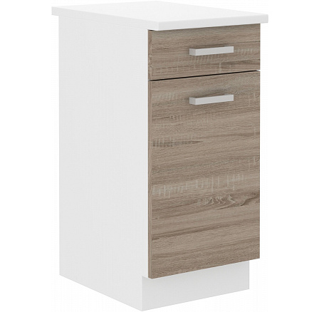 Dolní skříňka DAVIS - 40 D 1S 1F ZB, Bílá/Dub Sonoma Trufla