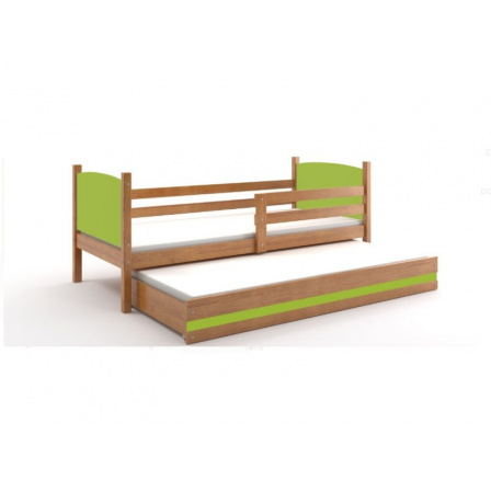Posteľ z masívneho dreva pre 2 deti TAMI 2 - jelša/zelená