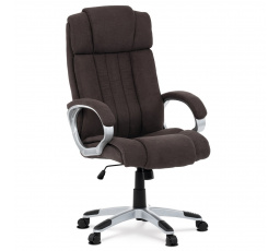 Kancelárska stolička, strieborný plast, hnedá látka, kolieska na tvrdú podlahu