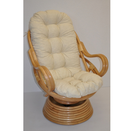 Ratanové hojdacie kreslo Swivel medovo-béžové polstrovanie béžové zvýraznenia