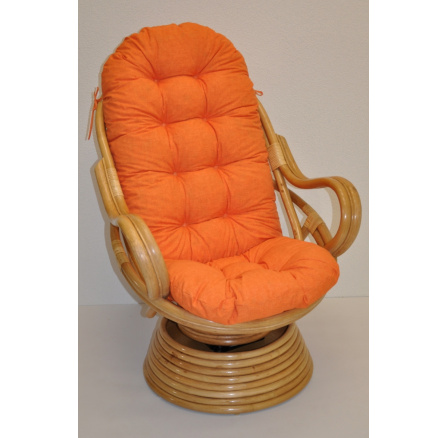 Ratanové hojdacie kreslo Swivel honey cushion orange zdôrazňuje Ratanové hojdacie kreslo Swivel honey cushion orange zdôrazňuje