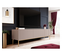 TV skrinka Nicole 200 cm - staroružová MDF / zlaté nohy