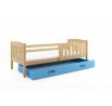 Detská posteľ KUBUS 80x160 cm so zásuvkou, s matracom, Prírodná/Modrá