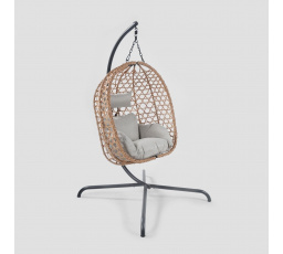 Hojdačka NIDO Natural s béžovým vankúšom 104x106x184 cm 743597