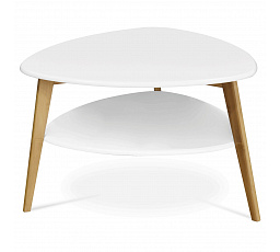 Konferenčný stôl 78x77x50 cm, vrchná doska MDF biela, nohy bambusový prírodný odtieň