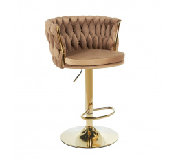 Barová stolička velvet cappuccino zlatý rám H4-FXJG