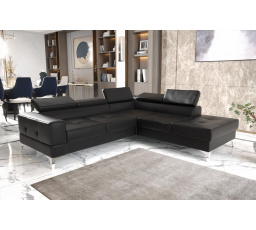 Rohová sedacia súprava TOSCANIA II priemer 30x250 - čierna eko koža, pravá
