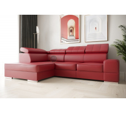 Rohová sedacia súprava ROYAL I 260×185 prírodná koža - červená koža, ľavá