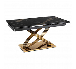 Stôl IBIZA Keramický Rozkladací 160-240 cm Čierny Mramor/Zlatý