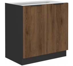 Dolná skrinka MONZA - 80 D 2F BB, Čierna mat/Orech