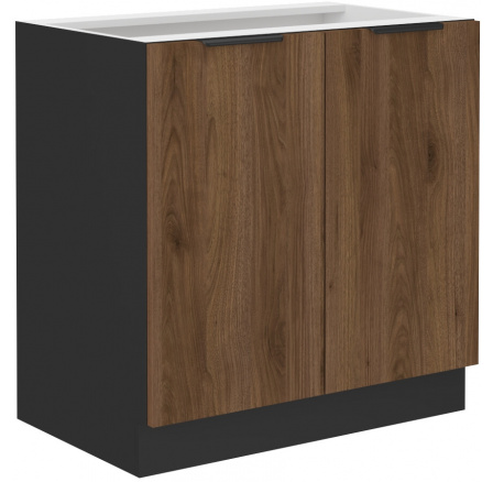 Dolná skrinka MONZA - 80 D 2F BB, Čierna mat/Orech