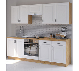 Kuchyňská linka STELLO 1 - 240 cm, Dub Artisan/Bílý mat