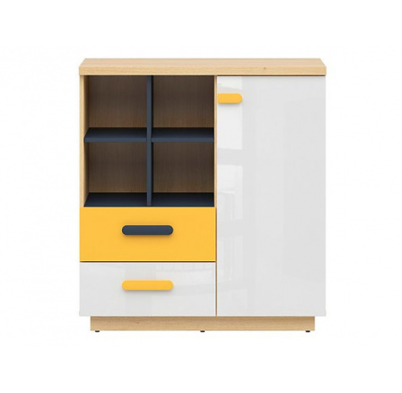 WESKER KOM1D2S dub nagano/uni granát/biely lesk/žltá