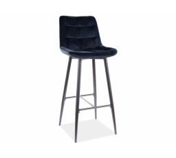 CHIC H-1 Zamatová barová stolička, čierna/čierna Bluvel 19