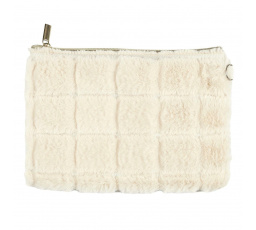 Kozmetická taštička/ vrecúško chlpaté krémové