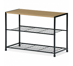 Skriňa na topánky, 2 police, MDF, dekor dub sonoma, čierny kov