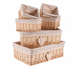 Koš proutěný - regálový, hranatý, cena za sadu 6 ks