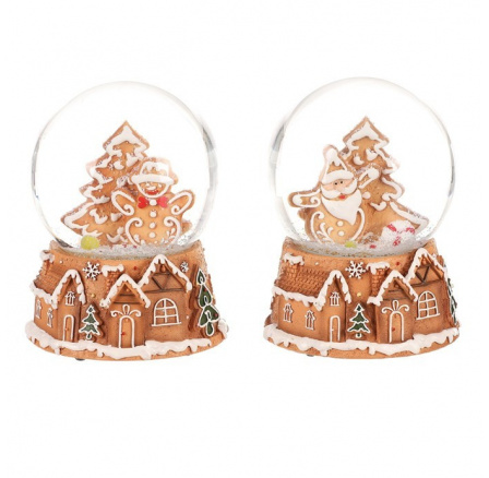 Sněžítko na perníkových domcích - polyresin, mix 2 druhů, cena za 1 ks