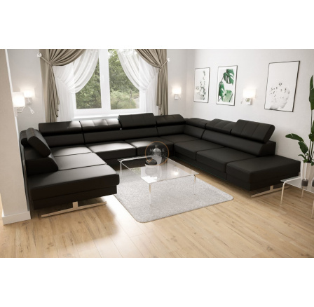 Rohová sedacia súprava EMPORIO MAX I 300x350x220 prírodná koža - čierna koža, pravá Rohová sedacia súprava EMPORIO MAX I 300x350x220 prírodná koža - čierna koža, pravá