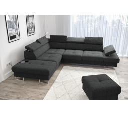 Rohová sedacia súprava GALAXY s funkciou spania 225x280 - čierna, ľavá