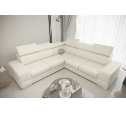 Rohová sedacia súprava ROYAL MAX 286×286 - biela eko koža, pravá