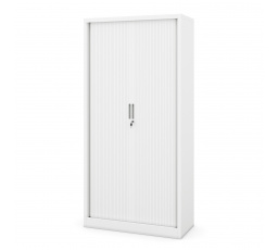 Kovová kancelárska skriňa na dokumenty s roletou DAMIAN, 900 x 1850 x 450 mm, biela