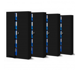 Sada 4x kancelárska kovová skriňa na dokumenty JAN, 900 x 1850 x 400 mm, čierna