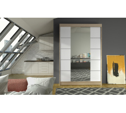 Šatní skriňa LINORA V 120, Dub sonoma/Biela