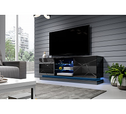 TV komoda QIU 160, čierna / čierny lesk