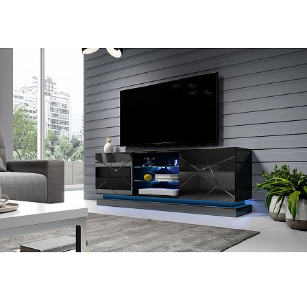 TV komoda QIU 160, čierna / čierny lesk TV komoda QIU 160, čierna / čierny lesk