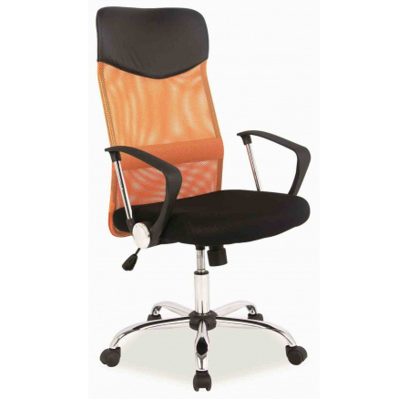 Q-025 - kancelárske kreslo - čierna / oranžová koženka (OBRQ025PC) (S) (K150-Z)