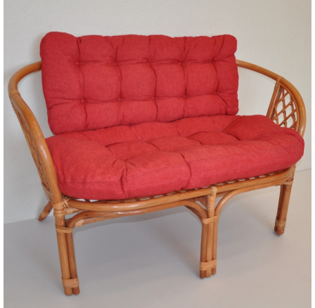 Ratanová lavička Bahama koňakový vankúš bordový melír PL