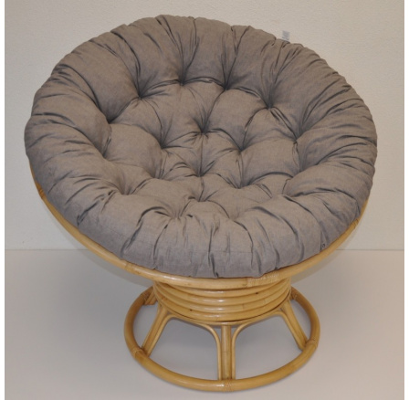 Ratanový papasan hojdací medový poduška sivý melír