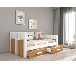 Jednolôžková posteľ BIBI s matracom 200x90 White+Artisan