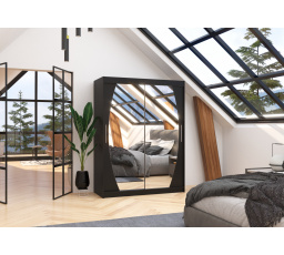 Posuvná skriňa so zrkadlom ALEN 150 Čierna+Čierna