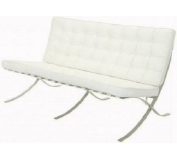 Sofa BA2 pre 2 osoby, biela prírodná koža