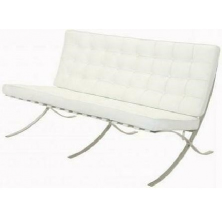 Sofa BA2 pre 2 osoby, biela prírodná koža