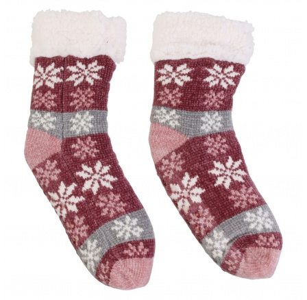 Zateplené ponožky s vianočným vzorom červené Zateplené ponožky s vianočným vzorom červené
