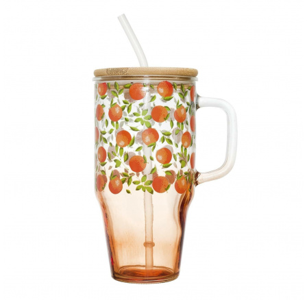 Hrnček s viečkom a slamkou Soleo 650ml pomaranče Hrnček s viečkom a slamkou Soleo 650ml pomaranče